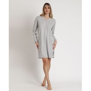 Admasvoor vrouwen. 61308-0-000106 Hemdje met lange mouwen Roze Harten grijs (S), Homewear, Katoen, Viscose