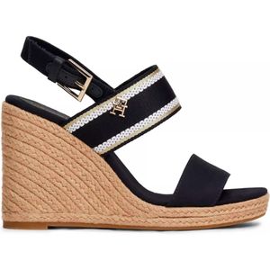 Tommy Hilfigervoor vrouwen. FW0FW08045 Sandalen Hoog marine (39), Stof, 5 tot 8 cm, Gesp, Casual, Marineblauw