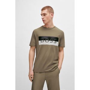 BOSSvoor mannen. 50512998 Blok T-shirt grijs (M), Casual, Katoen, Korte mouwen