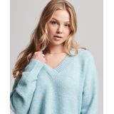 Superdryvoor vrouwen. W6110521A Turquoise oversized trui met V-hals (XXS), Casual, Acryl