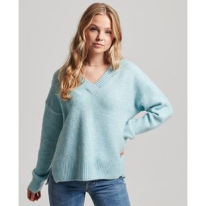 Superdryvoor vrouwen. W6110521A Turquoise oversized trui met V-hals (XXS), Casual, Acryl