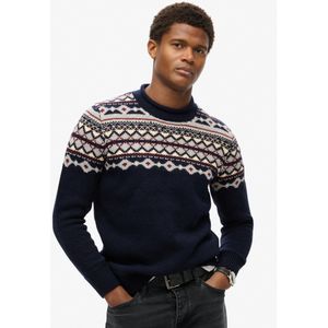 Superdryvoor mannen. M6110528B Fairisle marine coltrui (M), Casual, Acryl, Marineblauw