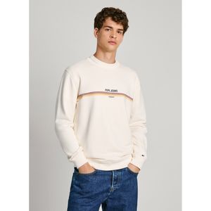 Pepe Jeansvoor mannen. PM582693 Sweater Sander wit (L), Casual, Biologisch katoen, Duurzaam