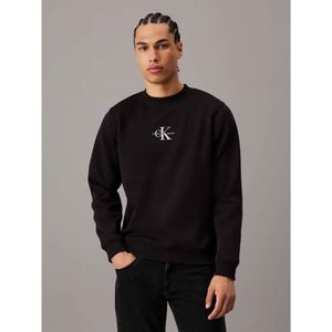 Calvin Klein Jeansvoor mannen. J30J325630 Zwart sweatshirt met monogram (M), Casual, Polyester