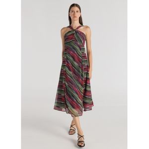 Victorio & Lucchino, V&Lvoor vrouwen. 340328109 Bedrukte midi-jurk met veelkleurige gekruiste kraag (XS), Casual, Polyester