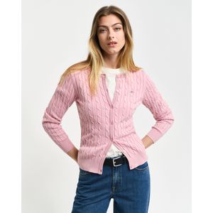 GANT - Stretch Cotton Cable Cardigan - Cacao - Gebreide Trui