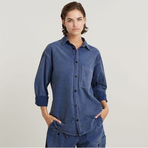 G-Starvoor vrouwen. D24344-D295-G335 Relaxed blauw overhemd (XS), Casual, Katoen, Lange mouwen