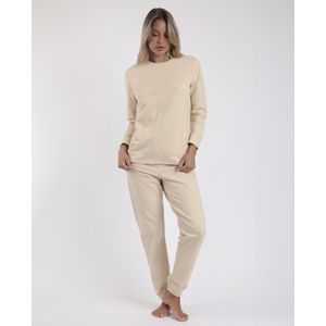 Admasvoor vrouwen. 62900-0-000002 Pyjama Lange Mouw Home beige (L), Homewear, Katoen, Lange mouwen