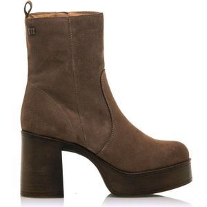 Mustangvoor vrouwen. 54099 Bruine Sixties Leren Enkellaarsjes (41), Leer, 5 tot 8 cm, Ritssluiting, Casual