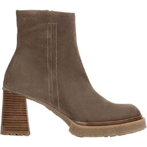 Wondersvoor vrouwen. H-5203_2215_9406 Leren enkellaarsjes Miera Taupe bruin -Hoogte hak 7cm (41), Leer, 5 tot 8 cm, Ritssluiting, Casual