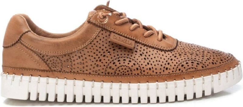 Carmela - Casual Damestrainer - Wit - Leer - Verstelbare Vetersluiting