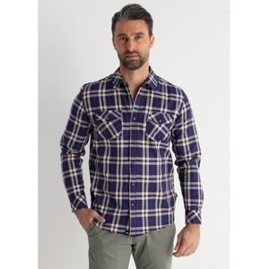 Victorio & Lucchino, V&Lvoor mannen. 640237138 Geruit overhemd met lange mouwen en blauwe zakken (S), Casual, Katoen