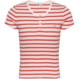 Tommy Jeansvoor vrouwen. DW0DW19502 Slank bordeauxrood t-shirt met korte mouwen (XS), Casual, Biologisch katoen, Duurzaam