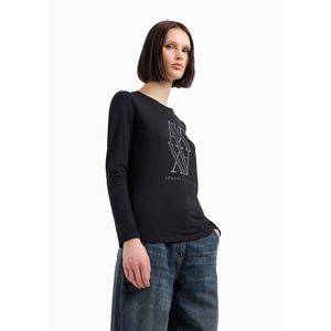 Armani Exchangevoor vrouwen. 6DYT05YJDTZ1200 T-shirt Tachuelas lange mouw zwart (XS), Casual, Polyester, Lange mouwen