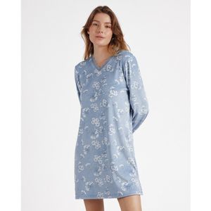 Admasvoor vrouwen. 61197-0-000204 Hemdje met lange mouwen Wit Bloemen blauw (XXL), Homewear, Polyester