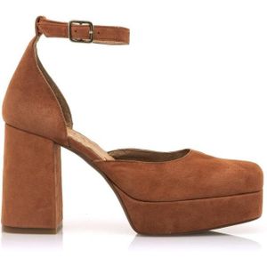 MTNGvoor vrouwen. 52798 Jacqueline Bruin lederen schoenen -Hoogte hak 9,5cm (37), Leer, 8 tot 10 cm, Gesp, Casual, Feest