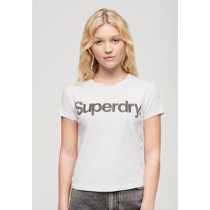 Superdryvoor vrouwen. W1011432A Core City logo T-shirt wit (XS), Casual, Katoen, Korte mouwen