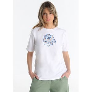 Victorio & Lucchino, V&Lvoor vrouwen. 320408145 Roze T-shirt met witte strassteentjes (XS), Casual, Katoen, Korte mouwen