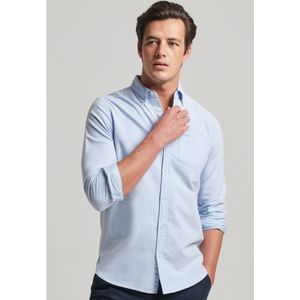 Superdryvoor mannen. M4010653A Oxford overhemd met lange mouwen Blauw (XL), Casual, Klassiek, Biologisch katoen, Duurzaam