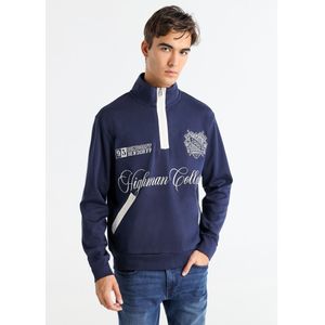 Bendorffvoor mannen. 860425422 Navy sweatshirt met rits (S), Casual, Katoen, Lange mouwen, Marineblauw