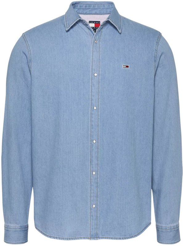 Overhemd - Denim - Effen - Lange Mouw - Regular Fit