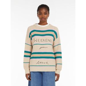 Weekend Max Mara - Trui - Beige - Katoen - Horizontaal Streepjespatroon