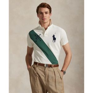 Polo Ralph Laurenvoor mannen. 710978080001 Custom Slim Fit Poloshirt met Big Pony wit (L), Casual, Katoen, Korte mouwen