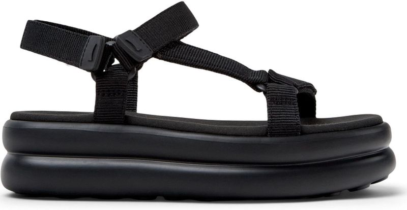 Camper - Pelotas Flota - Leren Sandalen - Zwart - Klittenband - 5 tot 8 cm Hakhoogte