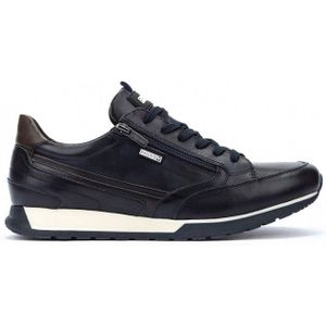 Pikolinosvoor mannen. M5N-6237C1 Leren sneakers Cambil marine (39), Leer, Plat, Ritssluiting, Casual, Marineblauw