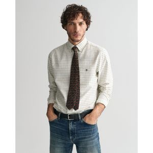 Gantvoor mannen. 3240255 Tattersall Klassiek Regular Fit Geruit Oxford Overhemd wit (3XL), Casual, Lange mouwen, Biologisch katoen, Duurzaam