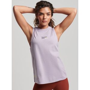 Superdryvoor vrouwen. WS311721A Perkins Treinkraag T-shirt paars (38), Casual, Sportief, Lila, Katoen, Meerdere sporten, Mouwloos / spaghett