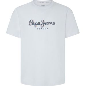 Pepe Jeansvoor mannen. PM509428 Abel T-shirt wit (M), Casual, Korte mouwen, Biologisch katoen, Duurzaam