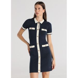 Victorio & Lucchino, V&Lvoor vrouwen. 340408130 V&LUCCHINO - Korte jurk - Tweekleurige gebreide jurk in marinestijl met blauwe heraldisc