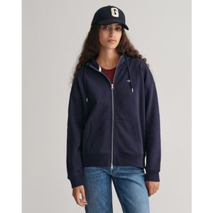 Gantvoor vrouwen. 4204665 Hoodie met marine schild ritssluiting (M), Casual, Katoen, Lange mouwen