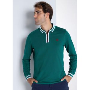 Bendorffvoor mannen. 850425248 Poloshirt met lange mouwen en ritssluiting in marineblauw (S), Casual, Katoen