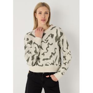 Lois Jeansvoor vrouwen. 452952537 Gebreide trui beige jacquard (S), Casual, Acryl