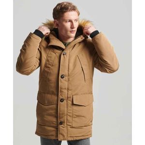 Superdryvoor mannen. M5011741A Mosterd Everest parka met capuchon van imitatiebont (XL), Casual, Polyester, Duurzaam