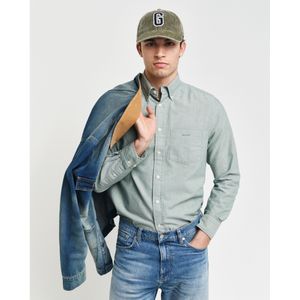 Gantvoor mannen. 3230233 Regular Fit Oxford overhemd Archief groen (M), Casual, Lange mouwen, Biologisch katoen, Duurzaam