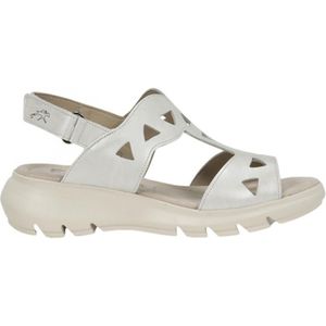 Fluchosvoor vrouwen. F1657 Leren sandalen F1657 Wit (40), Leer, 3 tot 5 cm, Klittenband, Casual