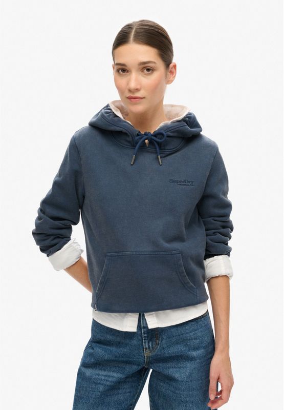 Superdry - W2012213A - Sweatshirt - Marineblauw - Capuchon - Katoen