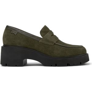 Campervoor vrouwen/meisjes. K201425-021 Milah donkergroene leren loafers (39), Leer, 5 tot 8 cm, Geen, Casual, kinderkleding