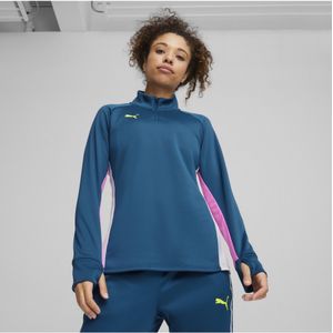 Pumavoor vrouwen. 65830110 Singletshirt Blaze 1/4 blauw (L), Sportief, Voetbal, Meerdere sporten, Polyester, Lange mouwen