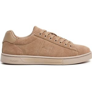 Hackett Londonvoor mannen. HMS21392 Bruine Harper Zacht Leren Sneakers (40), Leer, Beige, Plat, Veters, Casual