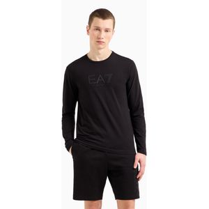 EA7voor mannen. 7M000227_AF10373 Stretch katoenen T-shirt met lange mouwen Zichtbaarheid Navy (XL), Casual, Marineblauw