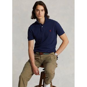 Polo Ralph Laurenvoor mannen. 710795080007 Slim fit piqué poloshirt marine (M), Casual, Katoen, Korte mouwen, Marineblauw