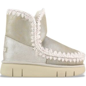 Mouvoor vrouwen. MU.FW531002B Leren enkellaarsjes Eskimo 18 stuit zilver, goud (40), Leer, Goudkleurig, 5 tot 8 cm, Geen, Casual