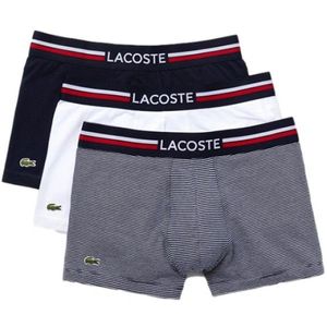 Lacostevoor mannen. 5H3413_525 Set van 3 boxers Courst marine, wit (S), Casual, Katoen, Elastaan, Marineblauw