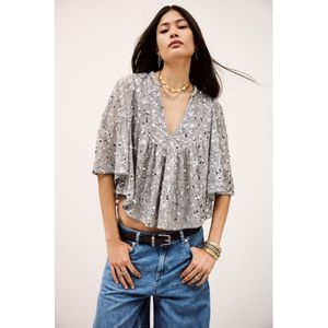 BA&SHvoor vrouwen. 1H25CARA Blouse Cara zilver (36), Casual, Grijs, Polyester, 3/4 mouw