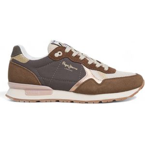 Pepe Jeansvoor vrouwen. PLS40019 Brit Mixt Leren Sneakers Bruin (41), Leer, Plat, Veters, Casual