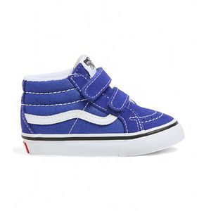 Vansunisex voor kinderen. VN000D0PCG41 Sk8-Mid Reissue blauw leren schoenen (18), Plat, Klittenband, Casual, kinderkleding